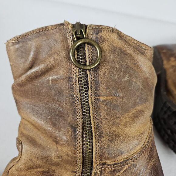 Justin Rustico Leather Boot Women 7 Distressed Western Cowgirl Tassel Brown Boho - Picture 11 of 16